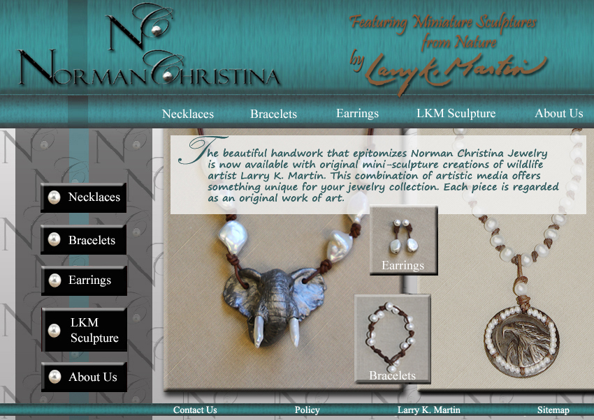 Norman Christina Jewelry with mini-sculpture by wildlife artist Larry K. Martin